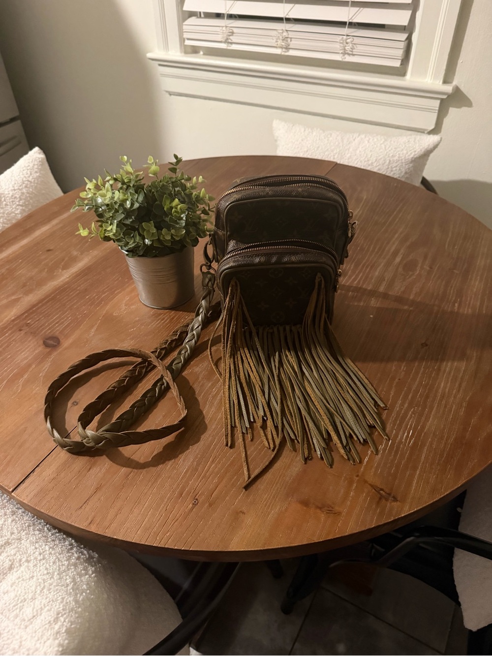 Fringed Crossbody Bag in Brown
